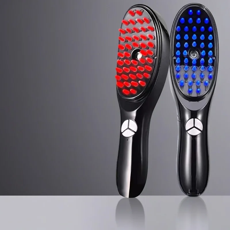 

Электрическая массажная расческа для роста волос Nano Mist с красным, синим светом, вибрацией, терапией кожи головы, домашним салоном, для женщин, подарок на день рождения