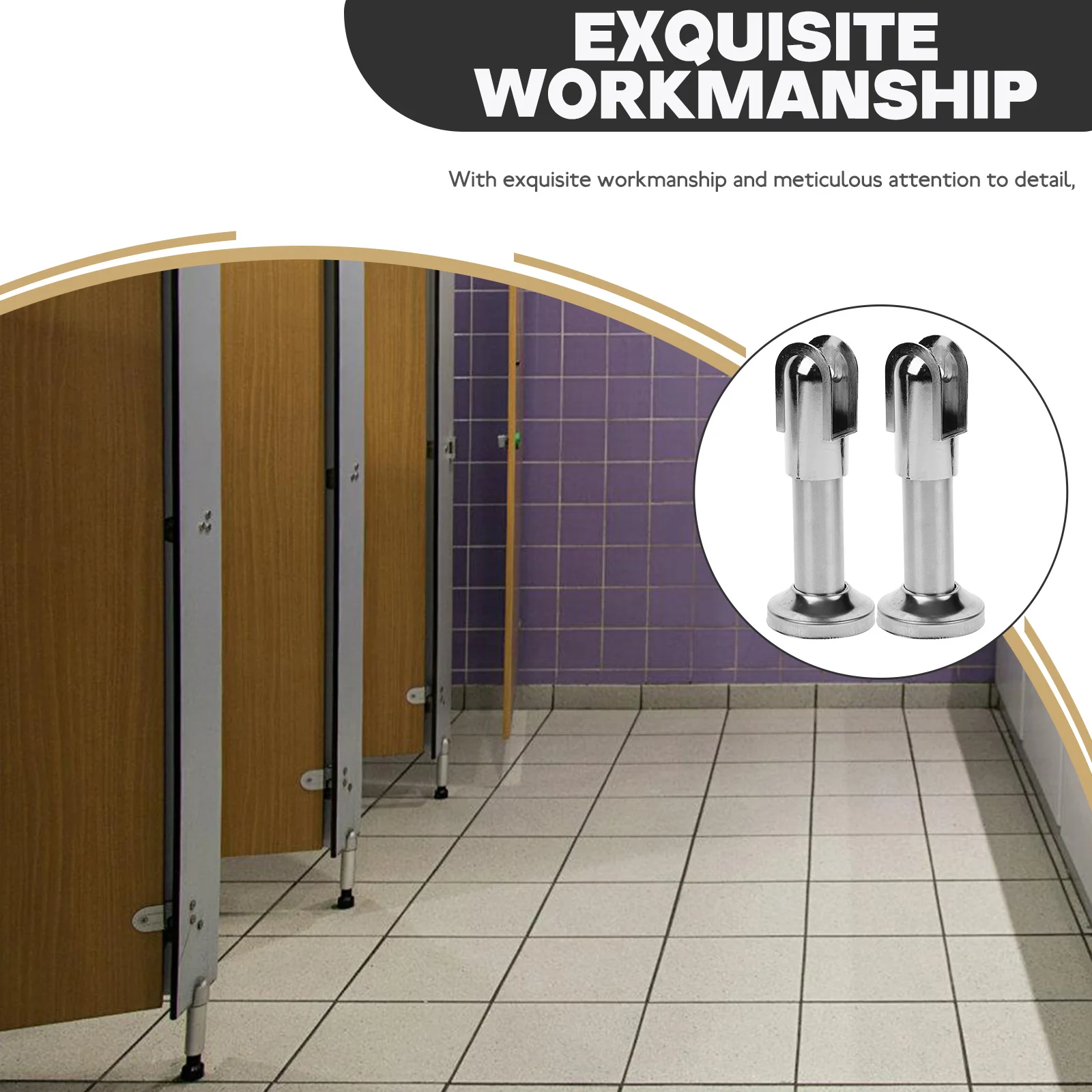 

2pcs Bathroom Support Legs Heavy Duty Silver Thick Toilet Partition Brackets Heavy Duty Structure Toilet Fittings Hardware