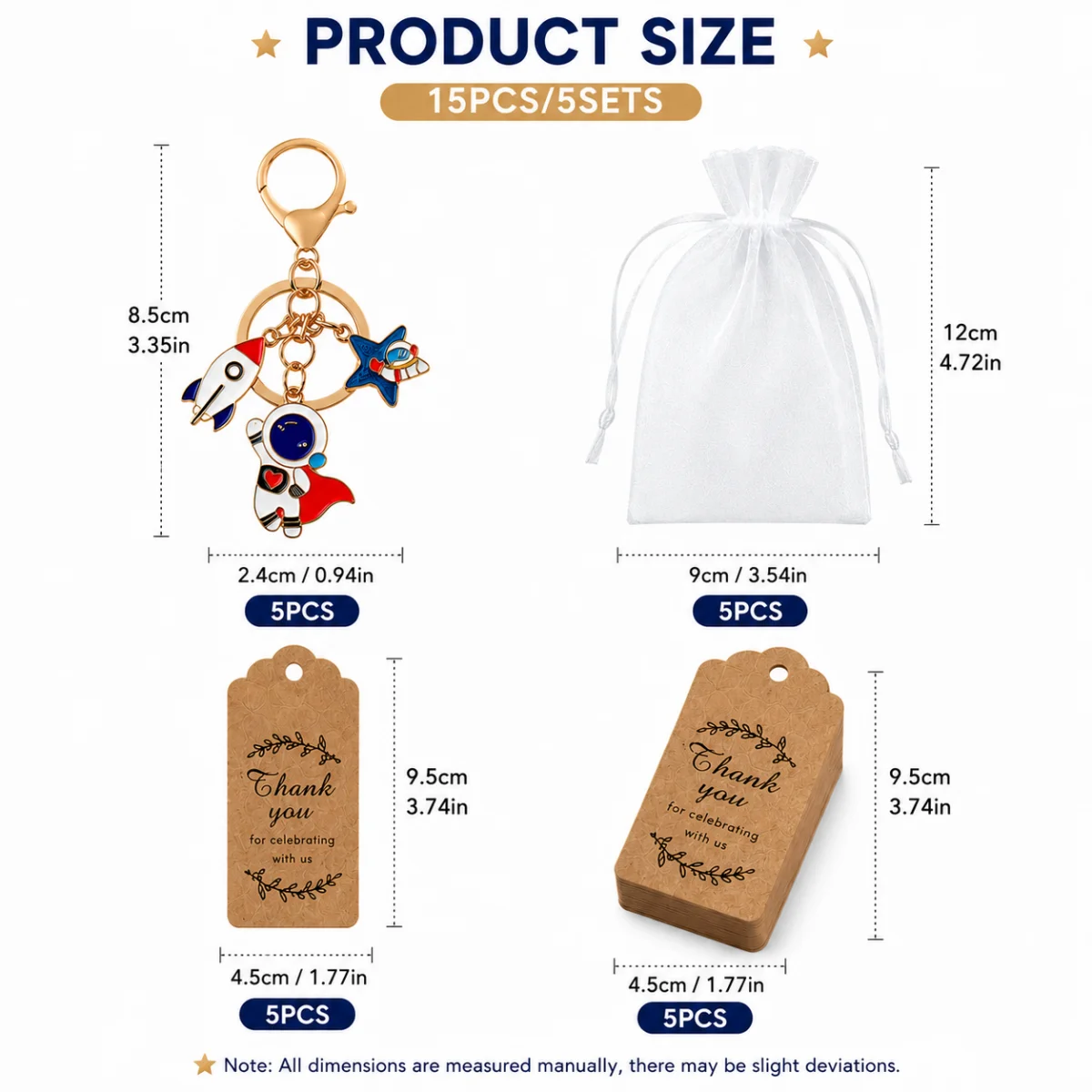 15pcs/5sets Astronaut Keychain Gift Space-Themed Party Supplies Holiday Party and Celebration Gift Set view 5