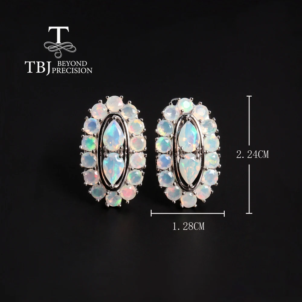 Shinning Opal silver earrings with 3.5ct natural gemstones quality jewelry for women mom birthday party gift image 5