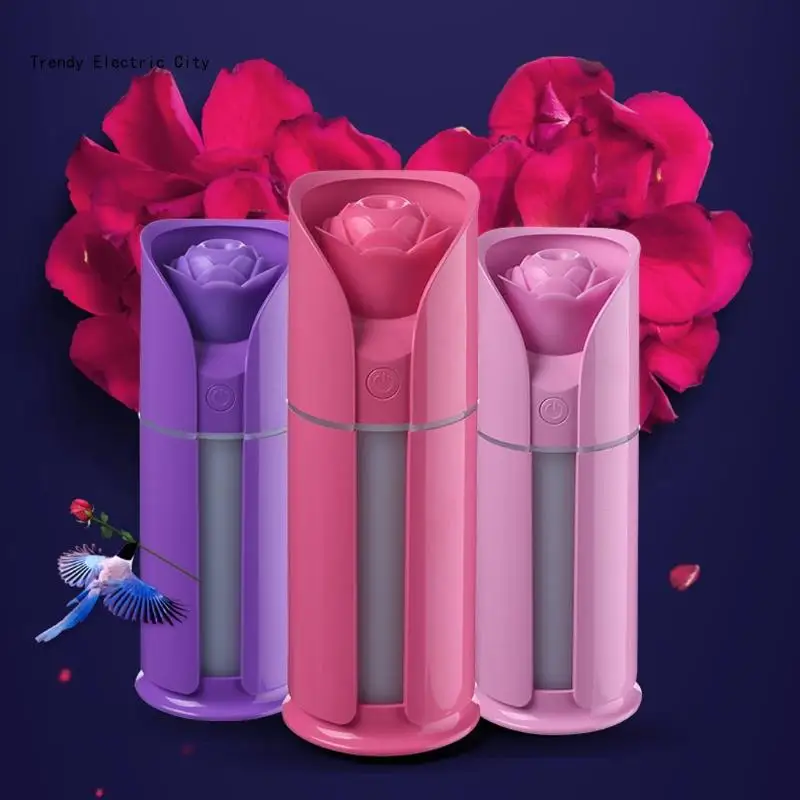 R9CD Car Rose Flower Air Humidifier Oil Diffuser Mini USB Aroma Makers Purifier