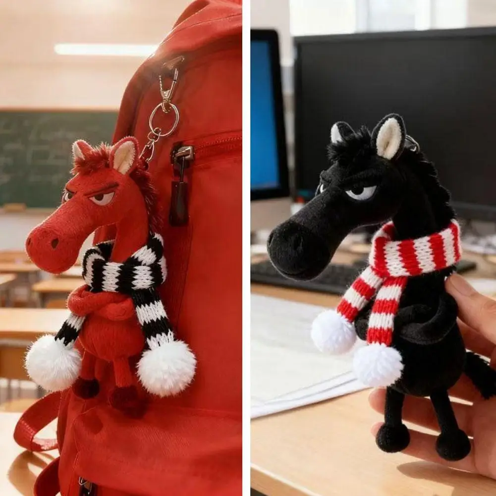 Cartoon Horse Plush Keychain - Fantasy Style Simulation Pony Toy with Scarf - Soft Plush Doll Children's Toy, Portable Bag Charm