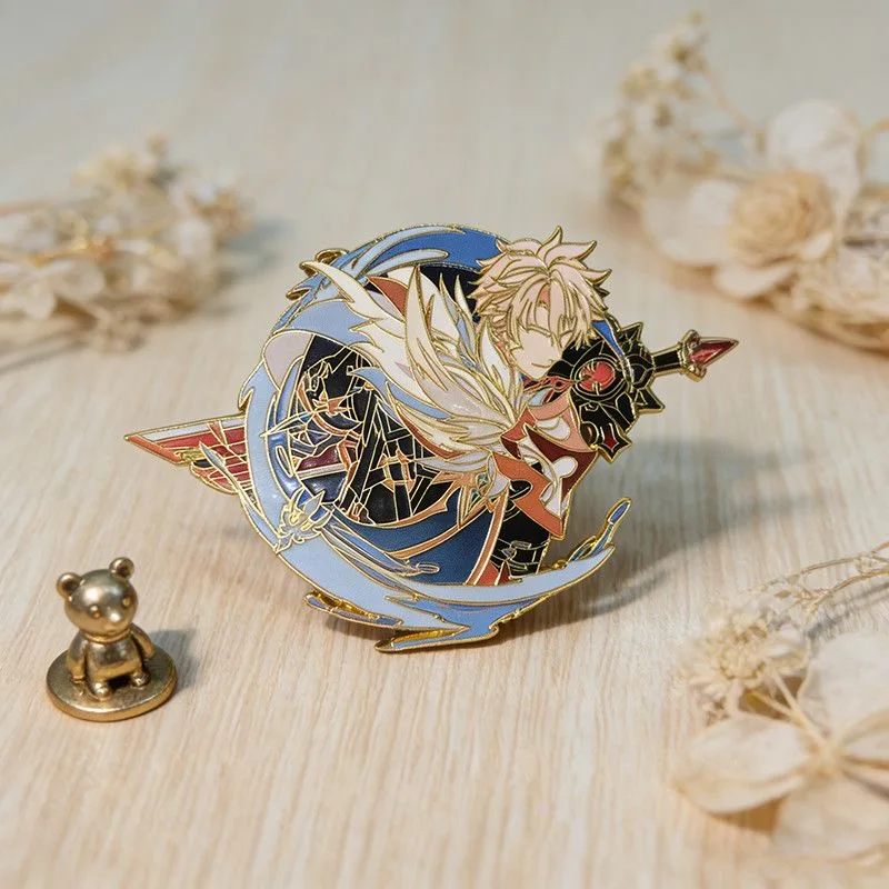 Genshin Impact Sandrone Cosplay-Anstecker Anime Columbina Varka Alice Klee Durin Halloween-Party-Kostüm-Accessoires Rucksack-Pins – Detail 7