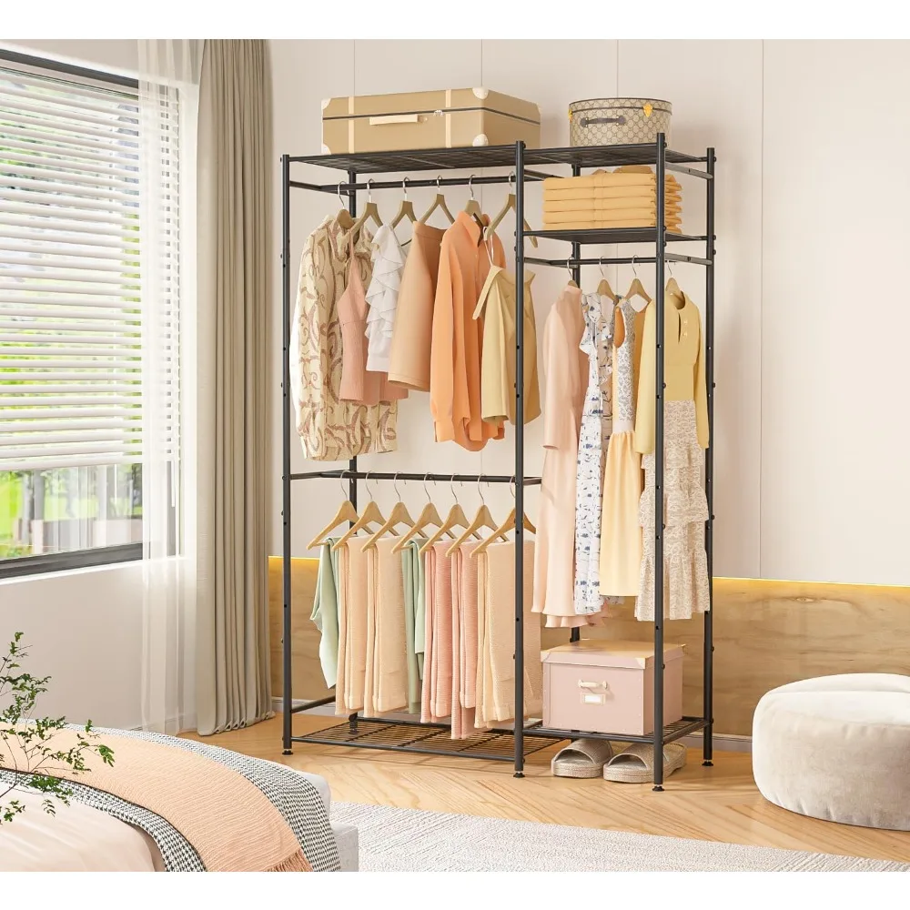 

Open Closets,Portable Wardrobe Closet, Freestanding Clothing Racks for Hanging Clothes With 3 Hang Rods & 5 Shelves