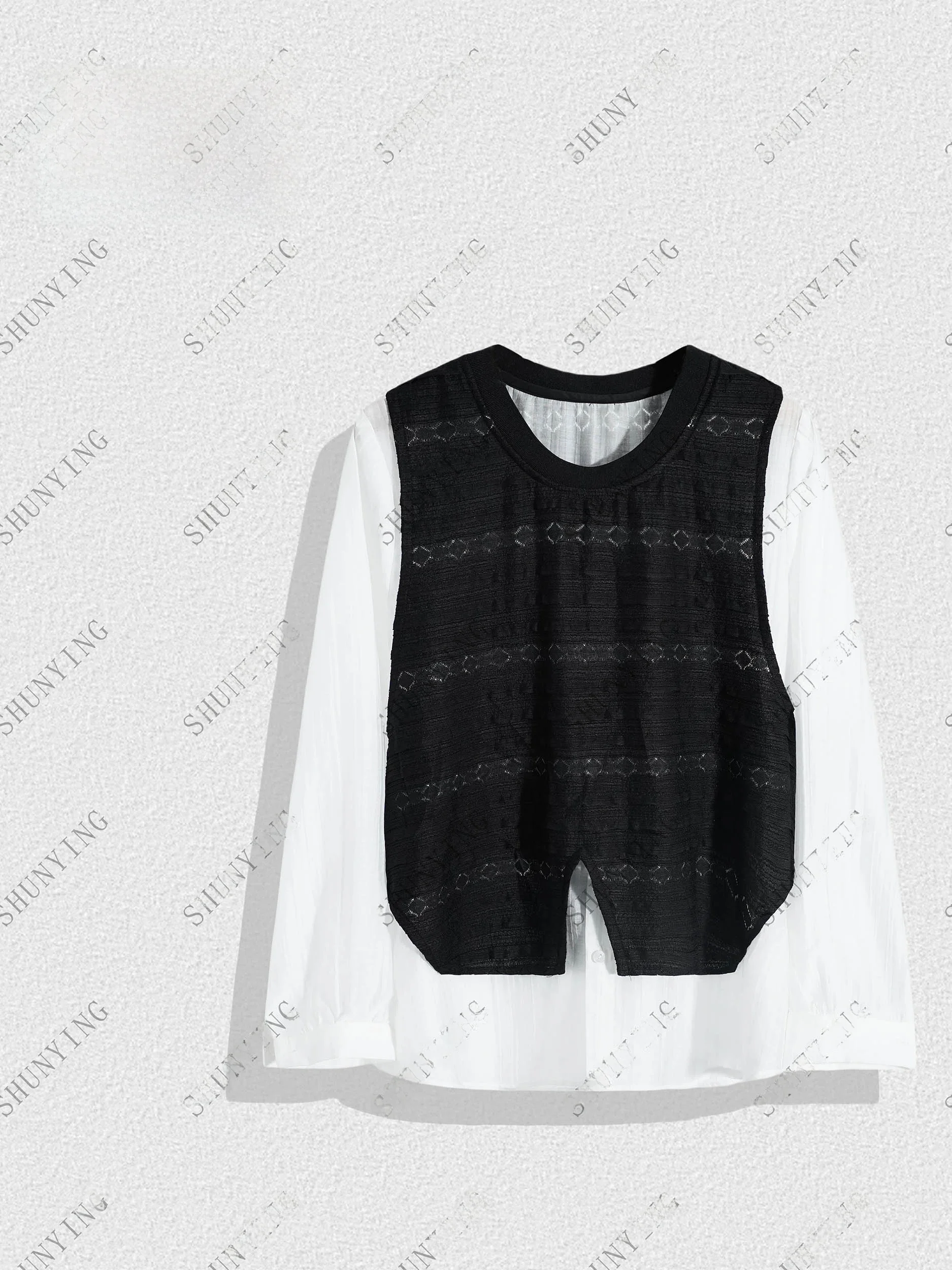 

Легкое кружевное длинное платье-сарафан женское, весна 2025, новинка, имитация двухслойного, круглый вырез, дышащее, комфортное, повседневное