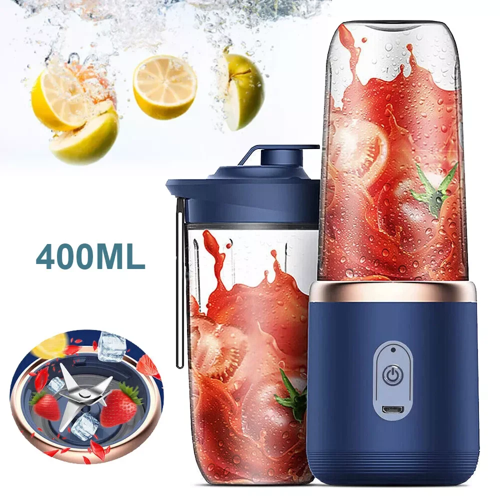 400ml 40W Juice cup Double Cup Multifunction Usb Fruit Mixe Juice Extractor Portable juicing cup/six knive double cup with cover