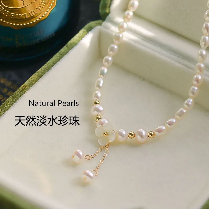 wulingzhi Women Natural Pearls Necklace Female All Match Choker Necklaces Designer Autumn Winter Neck Chain Luxury Top Quality