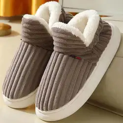 Warm Furry House Slippers Women Men Winter New Fashion Comfort Plush Slippers Home Indoor Outdoor Soft Thick Sole Cotton Shoes