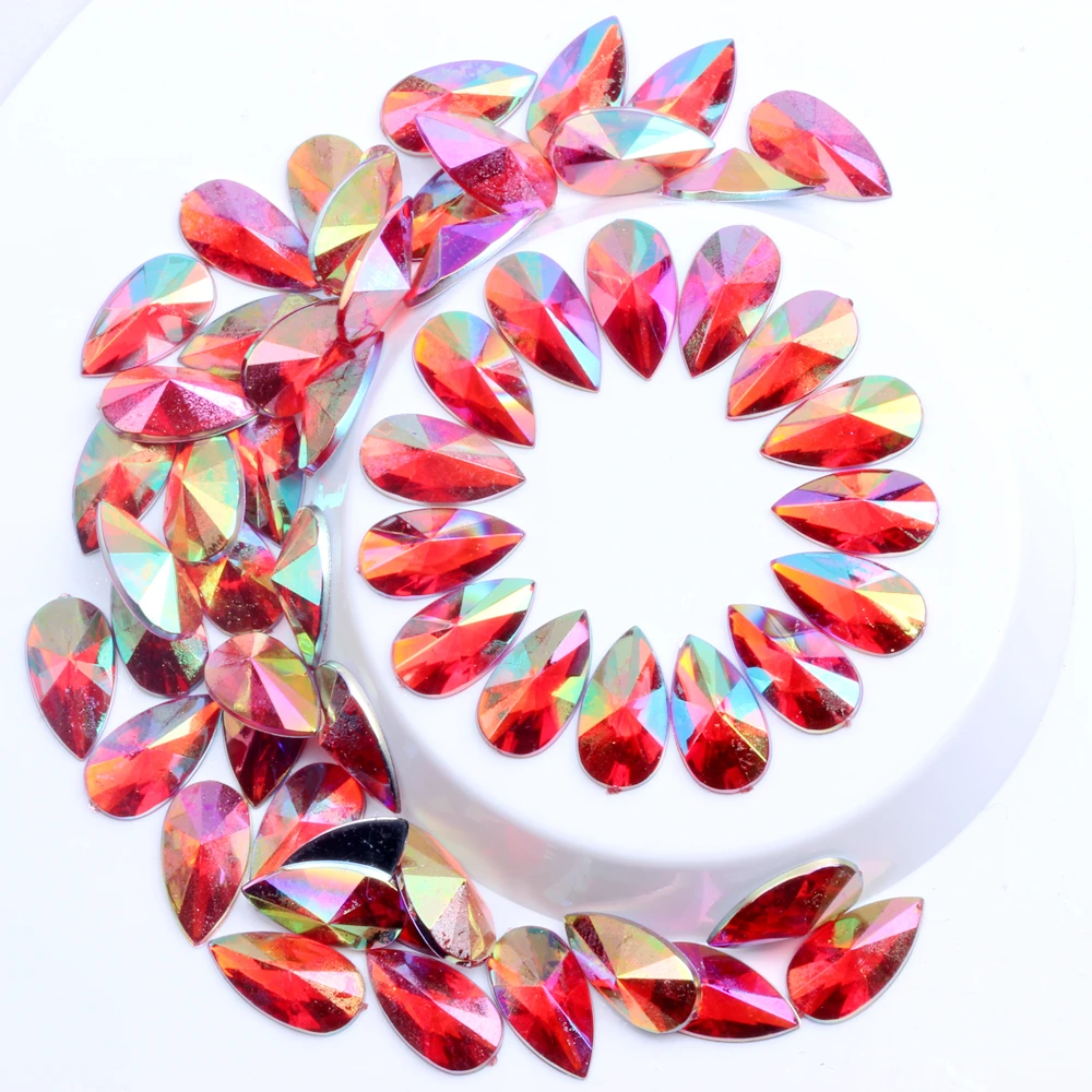 

High Shine Tear Shape Pointed Flatback Acrylic Water Drop Nail Charms 8x13mm 2000pcs Nail Art DIY Costume Hat Decorative