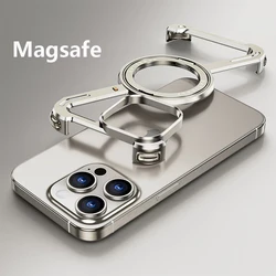 Magnetyczne etui na telefon ze stopu aluminium w kształcie litery Z dla iPhone'a 15 13 14 16 Pro Max 360 ° Metalowy stojak Magsafe Buffer Shockproof Cover