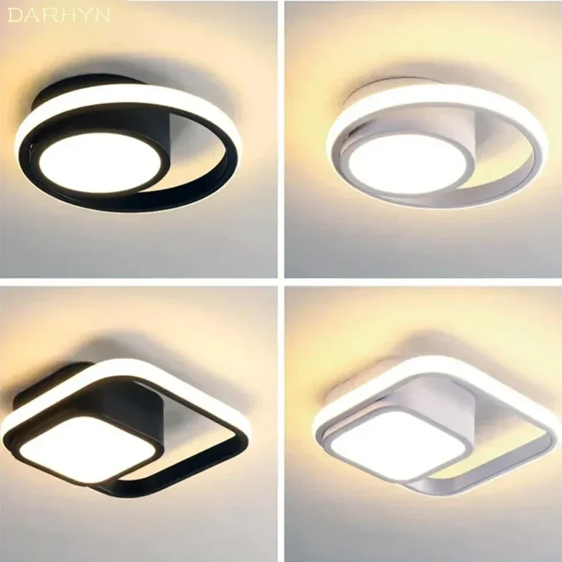 Plafonnier LED au Design Minimaliste Moderne, Disponible en Noir et Blanc, Luminaire Décoratif de Plafond, Idéal pour un Couloir, une Entrée ou un