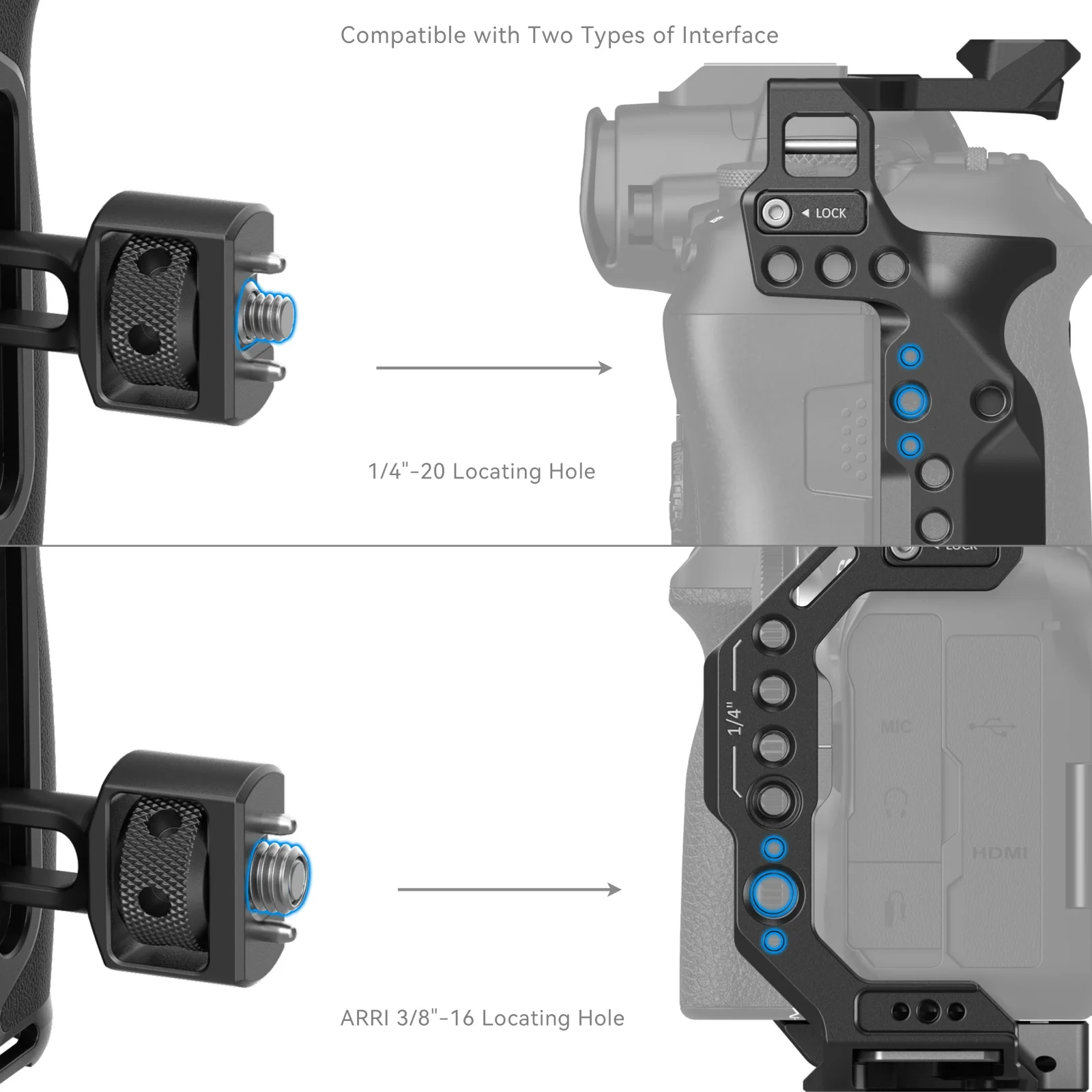 SmallRig Adjustable Side Handle with Two-in-One Locating Screw for Cages and Plate ARRI 3/8