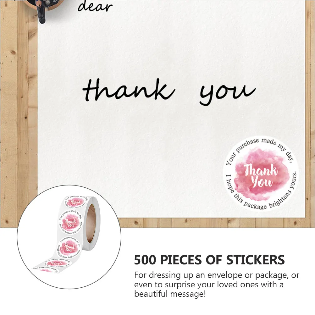 

500Pcs Thank You Stickers Adhesive Premium Self-Adhesive Decorative Labels for Candy Bags Biscuit Packaging Party