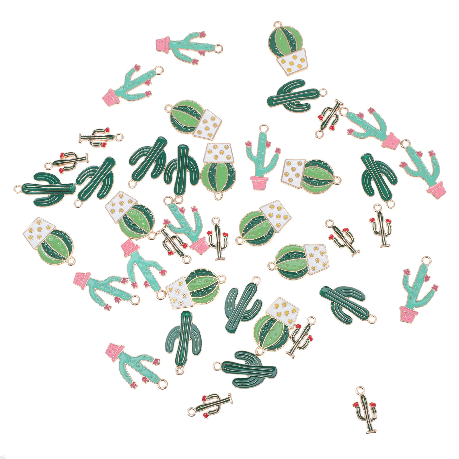 

40pcs Cactus Pendant Alloy Charm DIY Jewelry Accessories for Necklace Earring Bracelet Keychain Zipper Pulls Handcraft