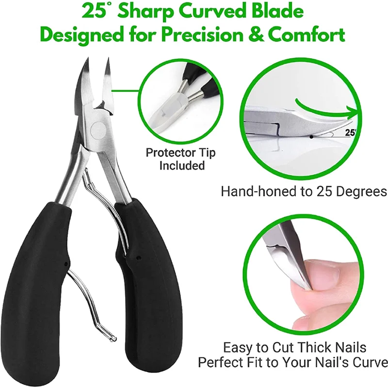 Toenail Clippers Nail Cutters Professional Pedicure Paronychia Tools Manicure Sets Stainless Steel Sharp Curved Blade Big Pliers