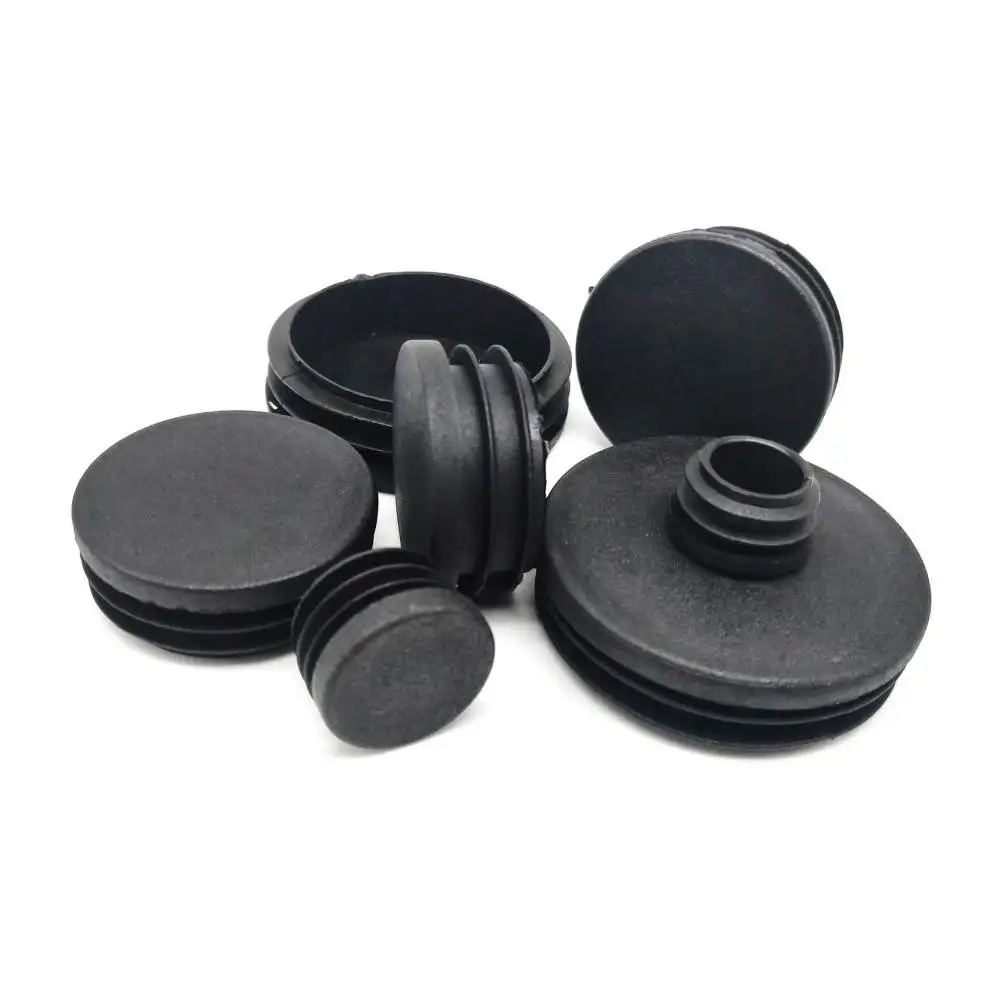 Plastic End Caps Round Tube Plug For Steel Pipe Finishing Hardware Protective Cover Black Furniture Leg Insert Stopper
