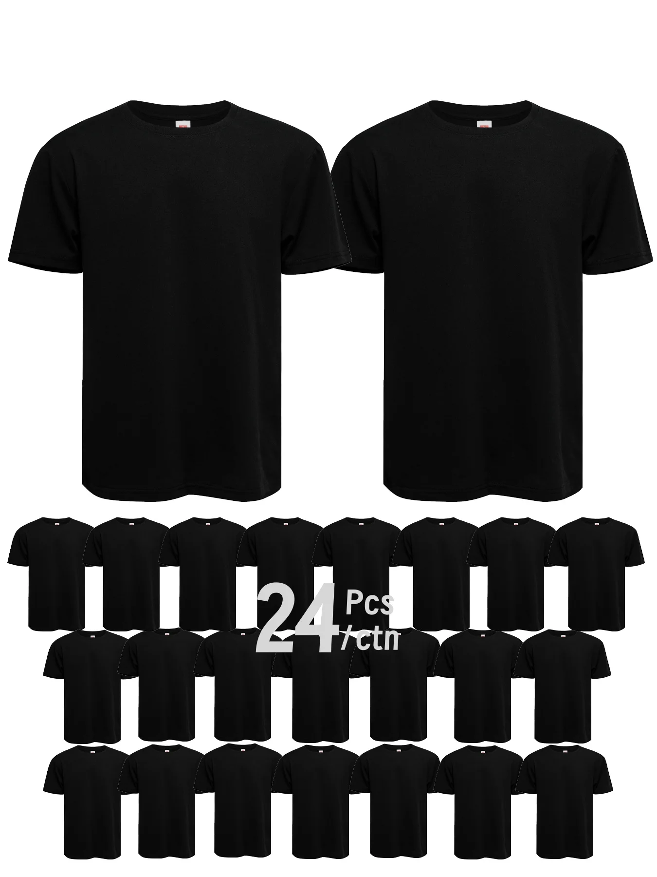 

Men's 24 piece set of pure cotton round neck quick drying sports T-shirt moisture wicking short sleeved gym and running T-shirt