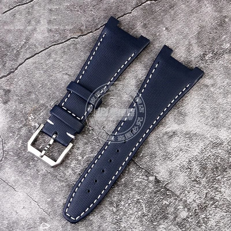 Woven Nylon Leather Bottom Watchband for IWC Engineer IW322703 IW372504  IW500501 IW378507 Iw323601 28*16mm Notched Watch Strap