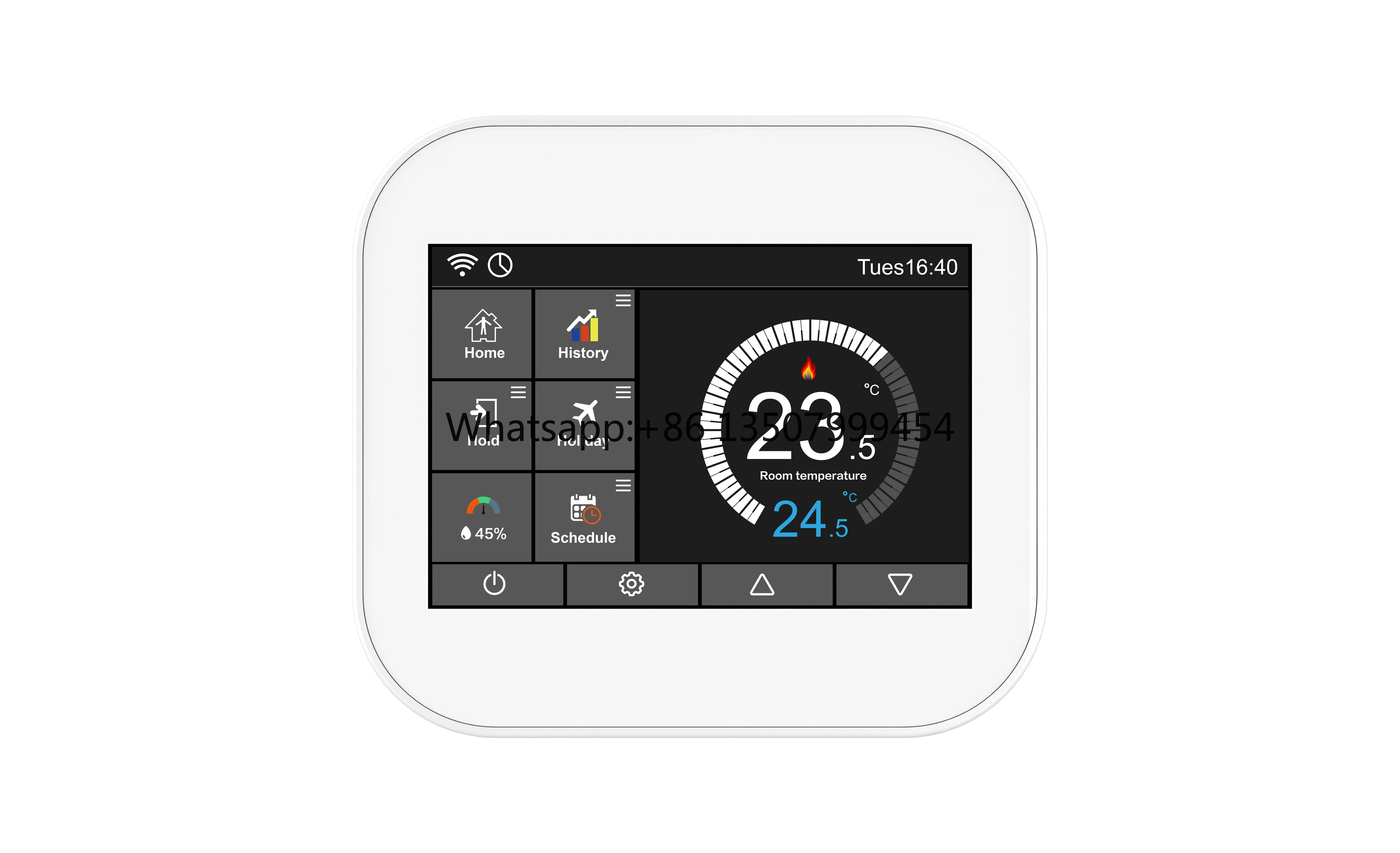 

Smart Tuya WiFi Touch Screen Thermostat Programmable HVAC Smart APP Control, 7-Day/24H Schedule & Heat/Cool/Dehumid/Vent