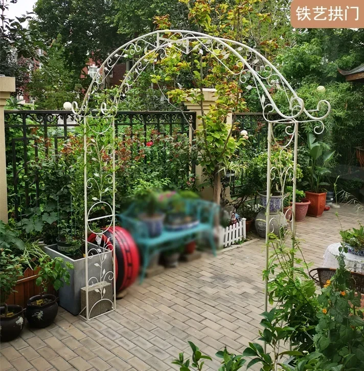 Vintage Wrought Iron Arch Trellis Trellis Climbing Pergola Garden Balcony Patio Wedding Plant Climbing Bracket Clematis Arch