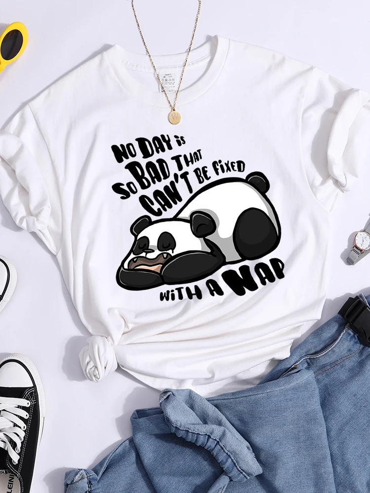 I Sleep Lazy Panda Cartoons Printed T-Shirts Women'S Summer Breathable Tshirt Casual Sport Crop Top Cool Street Female Tshirts