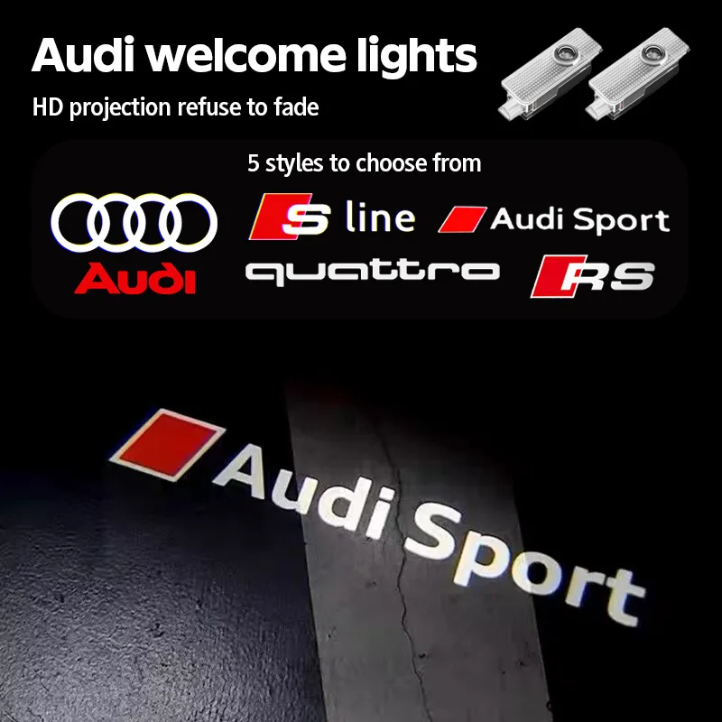 2PCS Car Door Welcome Lamp Laser Projector Logo Night Light For For Audi A3 A4 B8 A6 C7 A5 Q5 Q3 Q7 S3 S4 S5 S6 S8 RS3 RS4 RS6 S