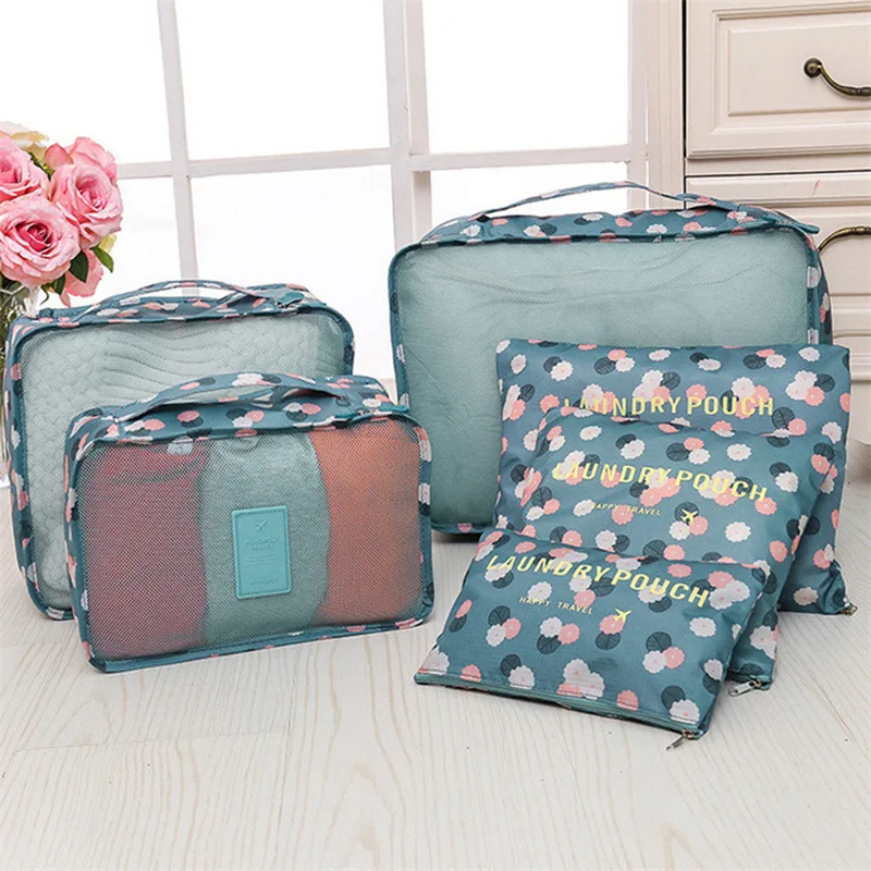 

6PCS Travel Storage Bag Set for Clothes Tidy Organizer Wardrobe Suitcase Pouch Travel Organizer Bag Case Shoes Packing Cube Bag