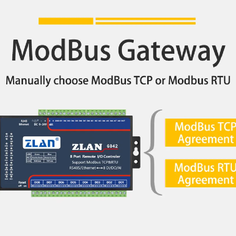 Contrôleur Modbus Tcp Io Tech Ethernet, citations d'entrée numériques, sortie analogique, réseau Rs485