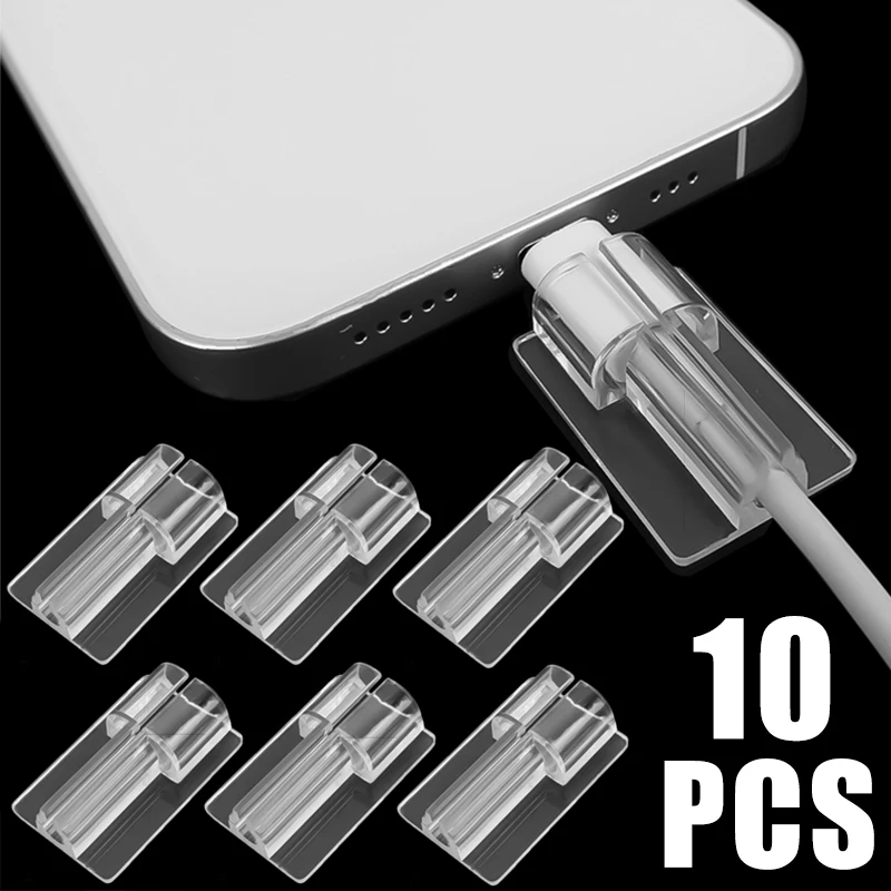 10-1Pcs Charging Cable Transparent Cover Sleeve Unviersal for Iphone Samsung ISO Type-c Android Phone Data Cable Protective Clip