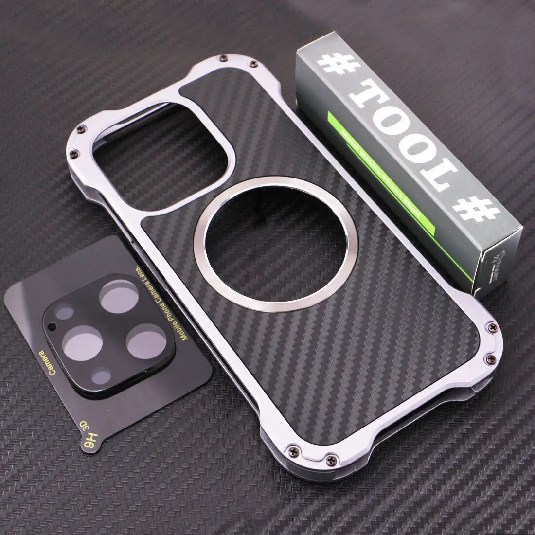 Aluminum Metal Bumper Case for iPhone 14 13 Pro Max Carbon Fiber Back Phone Camera Cover for iPhone 12 Pro Max Slim Mag for Safe