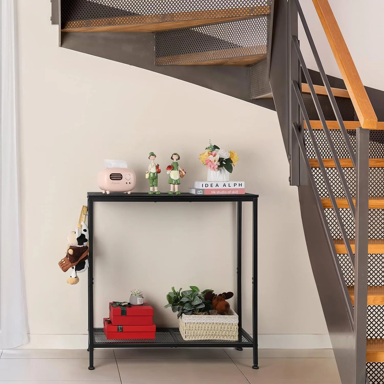 2-Tier Narrow Console Table for Entryway or Hallway. Storage Behind Sofa or Couch. Ideal Small Table for Living Room, Foyer, or