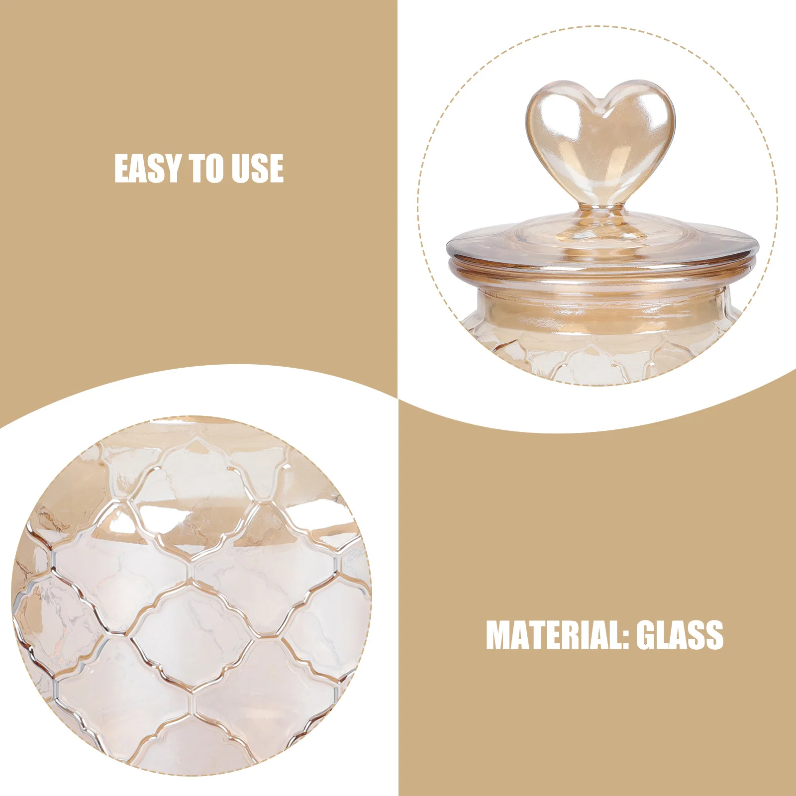 

Glass Storage Jar with Lid Heart Sealing Container Clear Candy Snack Holder for Dried Fruit Nuts Herbal Tea