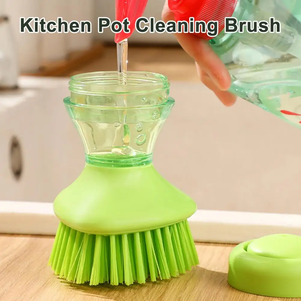 Oil-resistant Brush Brush with Refillable Liquid Dispenser Soft Nylon Bristles Kitchen Scrubber Dispenser Sponge Holder for Sink