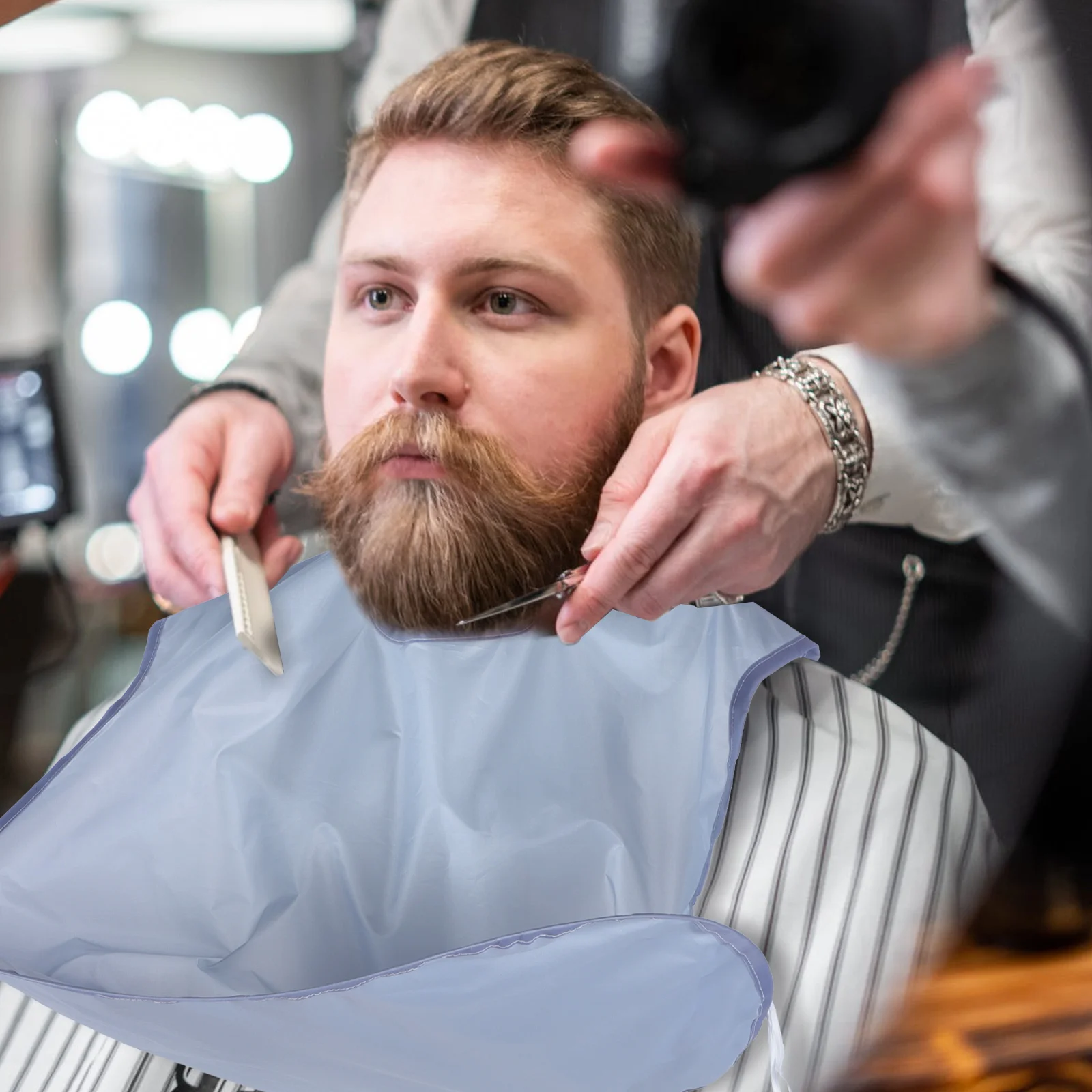 

Shaving Beard Waterproof Bib Catcher Silver Grey Hair Collector Men Shaving Beard Apron Grooming Father Gift