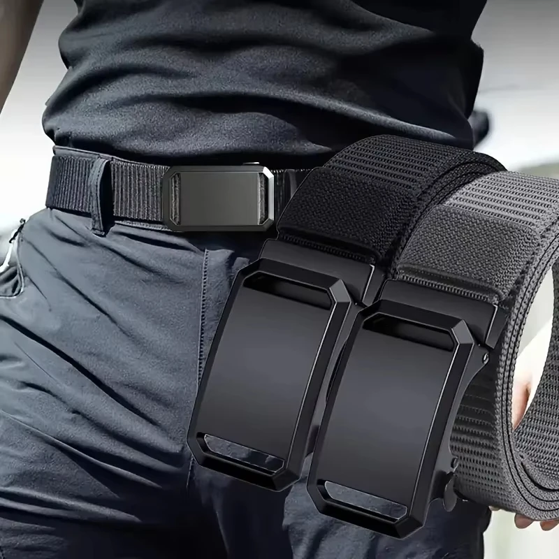 Novo Cinto de Lona com Fivela Automática, Tático, Casual, para Treinamento ao Ar Livre, Acessório Multiuso para Calças de Trabalho Masculinas, Uso Diário