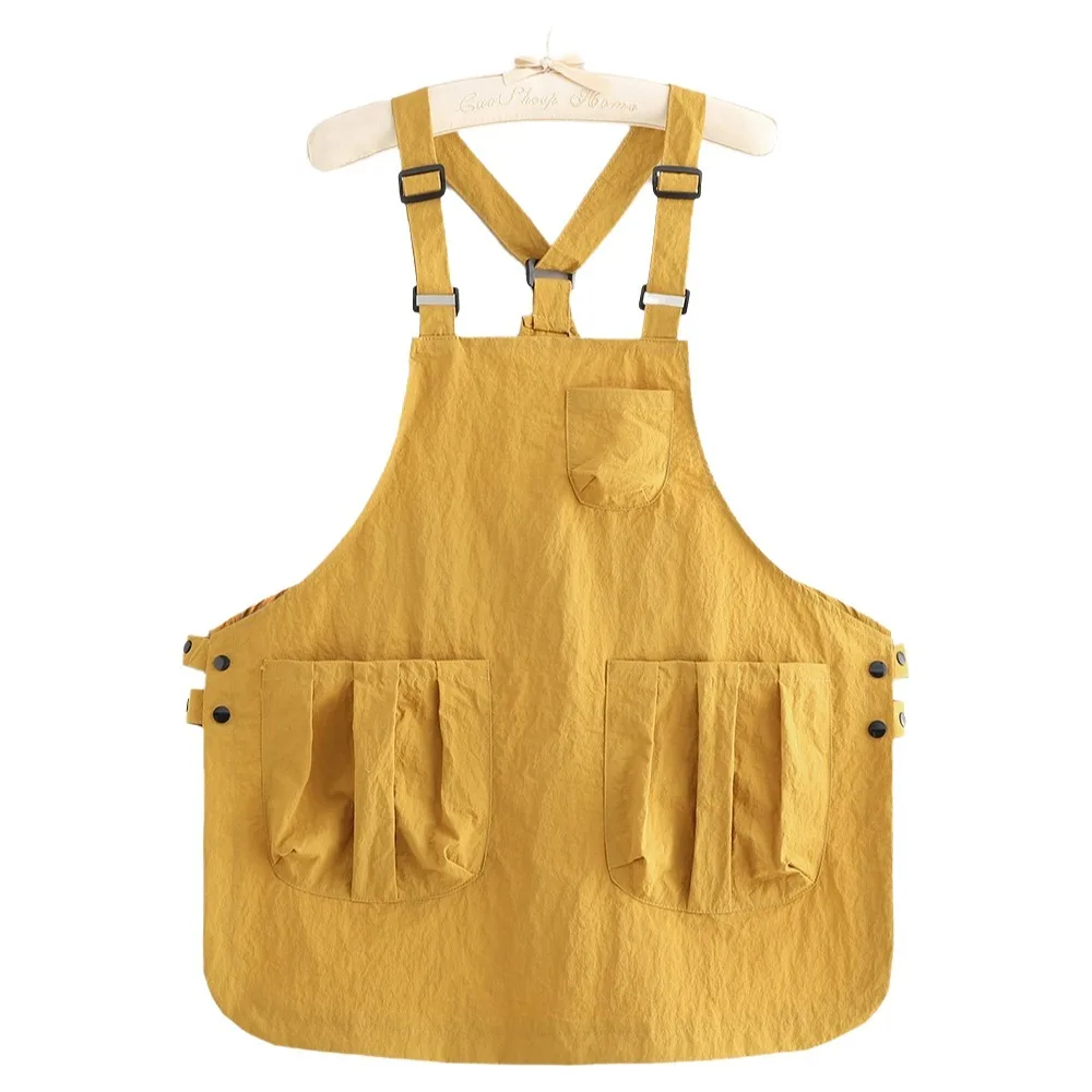 Adjustable Ties Kitchen Aprons Solid Color Antipollution Catering Workwear Apron Pockets Waterproof Working Overalls Household
