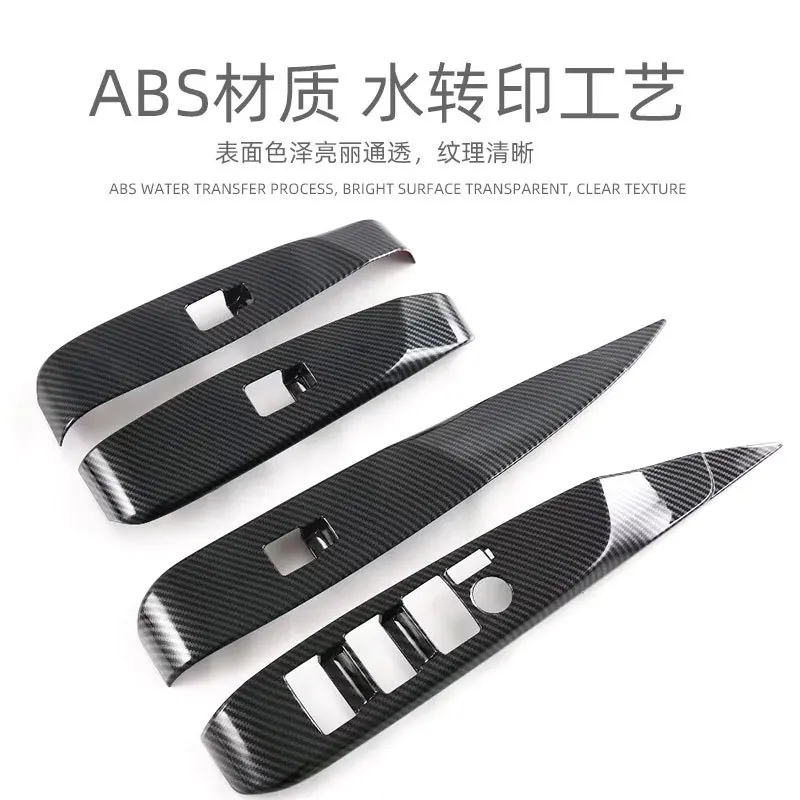 لتويوتا كامري 9th الهجين 2024 2025 ABS ألياف الكربون الجانب الداخلي نافذة التبديل رفع زر الديكور غطاء اكسسوارات السيارات LHD