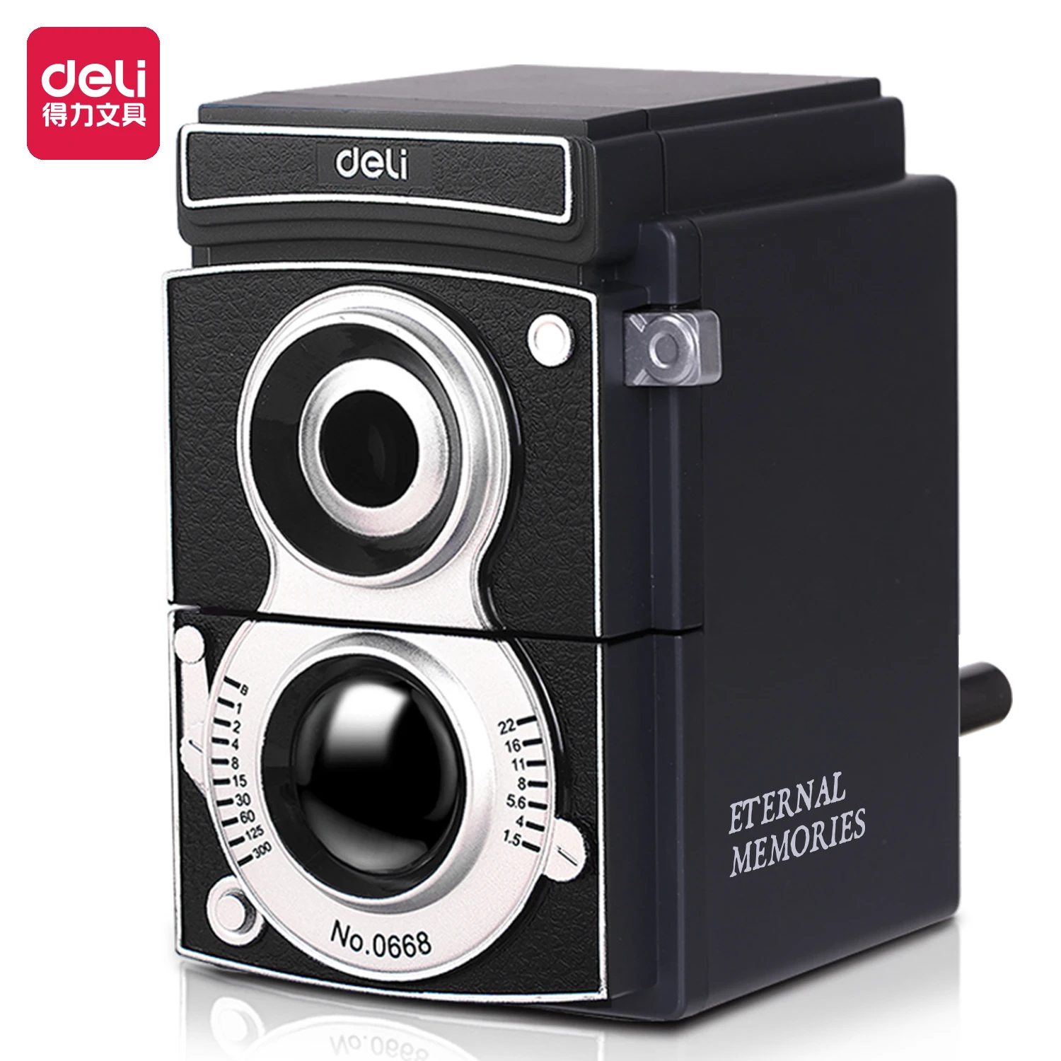 Deli 0668 Hand Cranked Vintage Pencil Sharpener for Students Assorted Black Manual Sharpener Eternal Memories Design