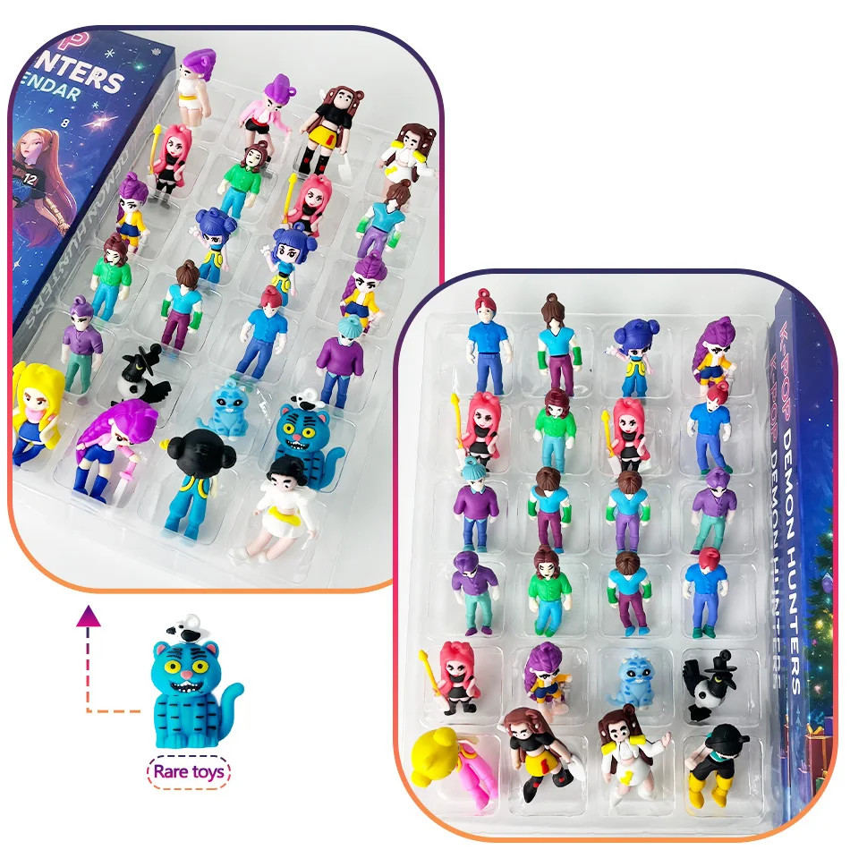 아크릴 데몬 헌터 크리스마스 트리 장식품 케이팝 스타일 어드벤트 블라인드 박스 귀여운 고딕 휴일 장식 십대 및 여성용 선물