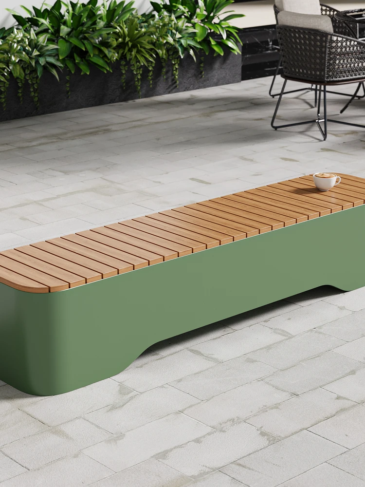 ！@Square Outdoor Seat Bench for Courtyard Park Balcony Leisure Area-Waterproof Sunscreen