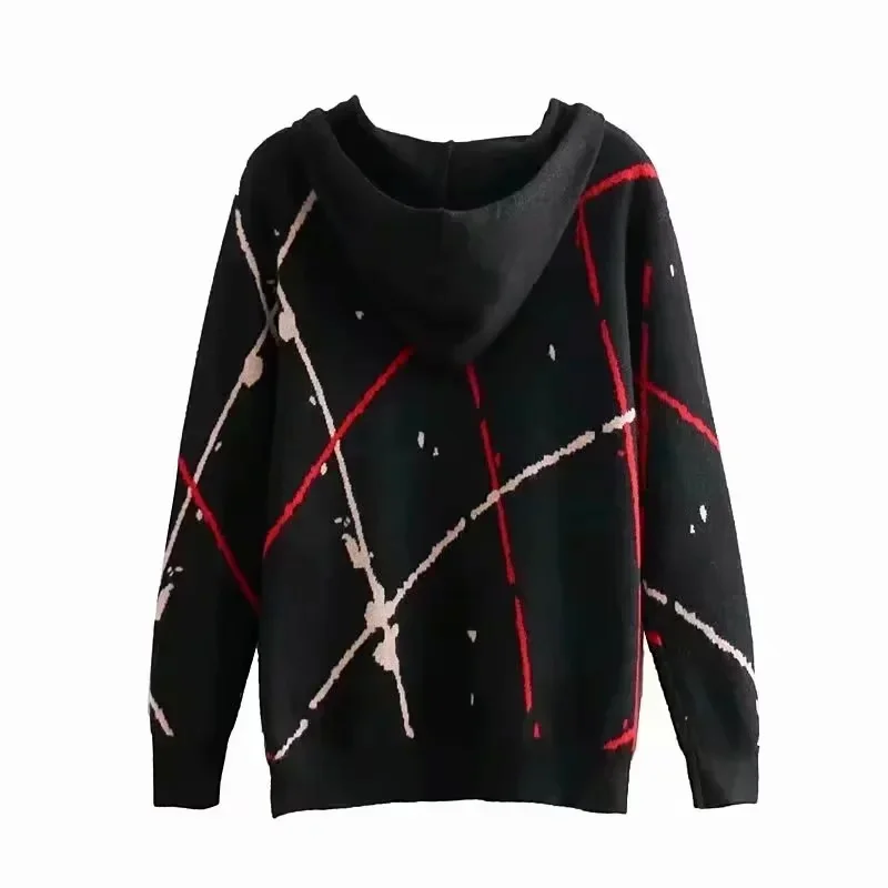 سترة نسائية من JNLEAOG عصرية بقلنسوة من خيوط الدوران الأساسية سترة نسائية فضفاضة مناسبة للشارع طويلة Sve مستديرة للخريف والدفء