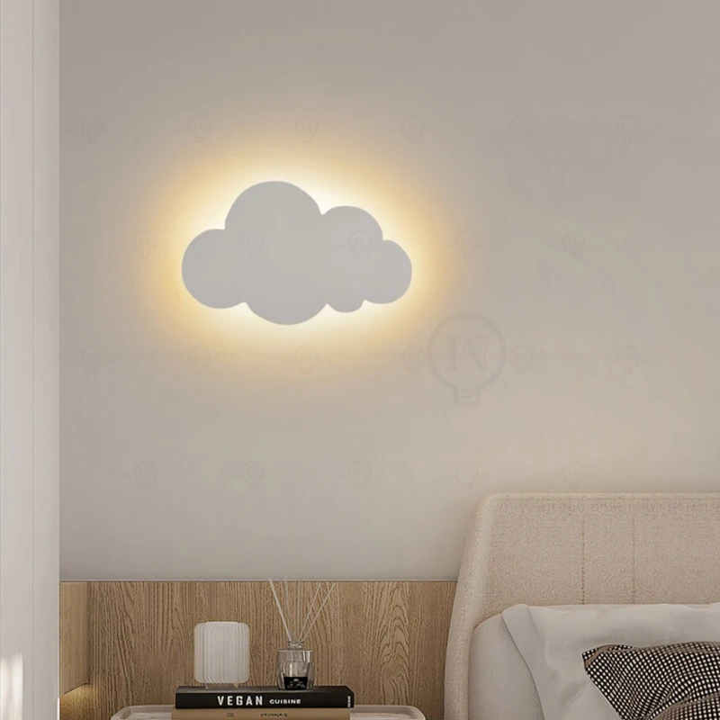 Black and white children's room cartoon cloud wall lamp minimalist modern living room background wall bedroom bedside wall lamp