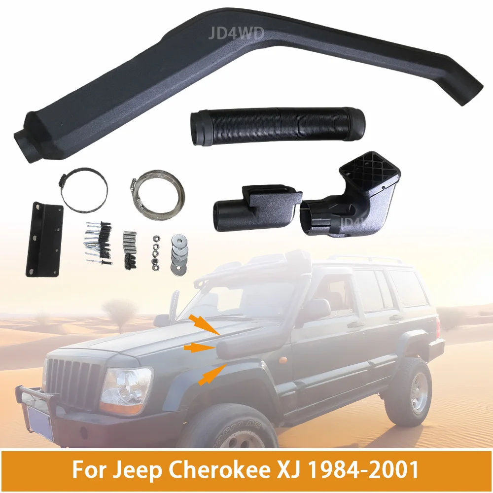 For Jeep Cherokee XJ 1984-2001 Snorkel Kit  UV-Resistant ABS Air Intake System Waterproof Ram Head for 4.0L Off-Road Retrofit