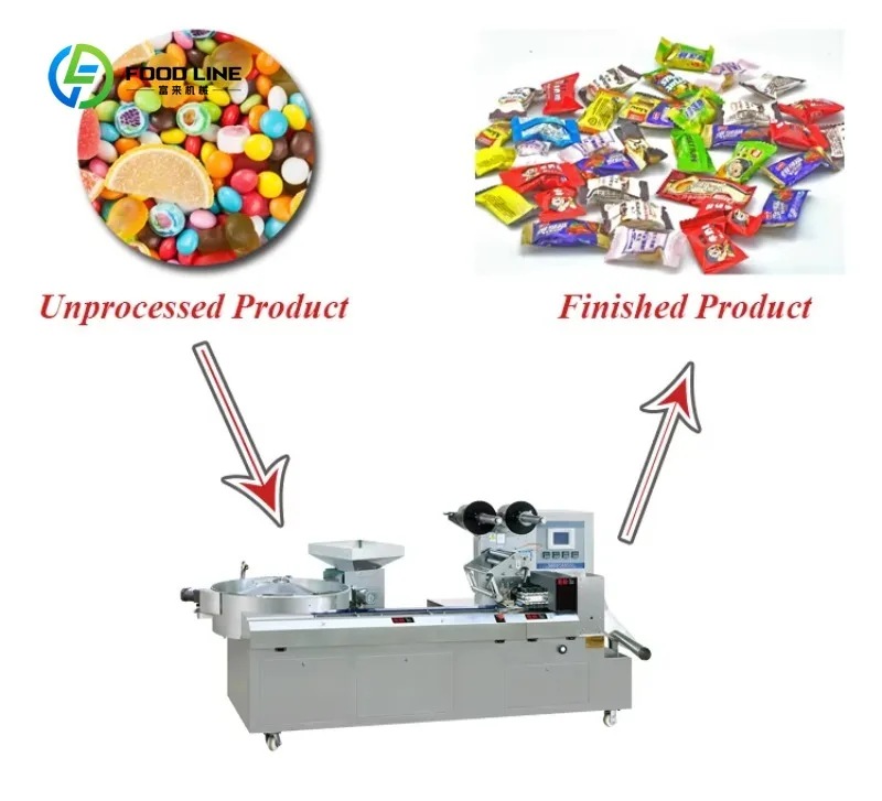 Customized 1200  Automatic Small Candy Sweets Package Pillow Type Packaging Machinery