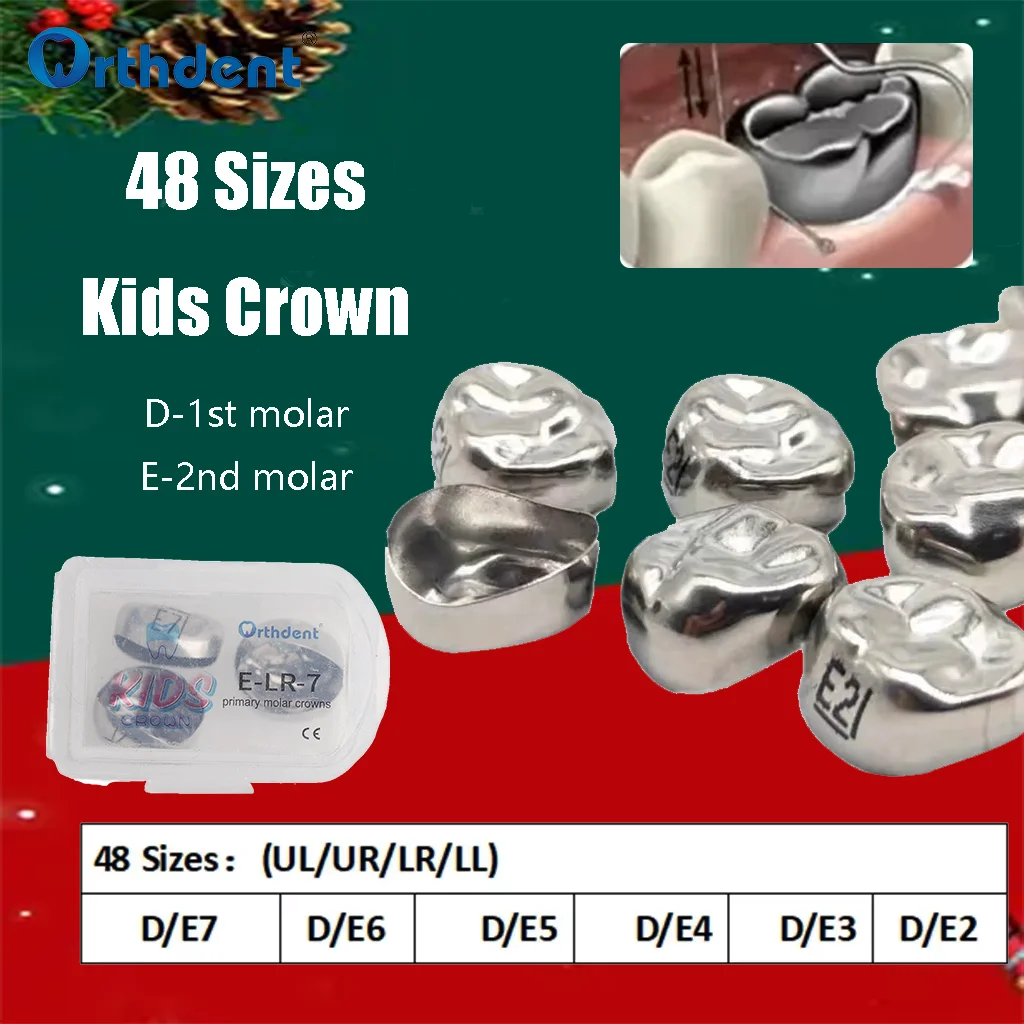 5 Pcs/Kit Dental Teeth Crown Kids Preformed Primary Molar Stainless Steel Temporary Crowns 1st 2nd Upper Lower Dentistry Therapy