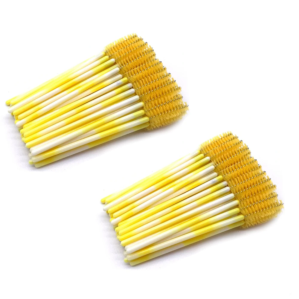 Caja transparente, 200 Uds., cepillo de maquillaje, cepillos para pestañas y cejas, peine, varita para rímel desechable, suministros de extensión de pestañas