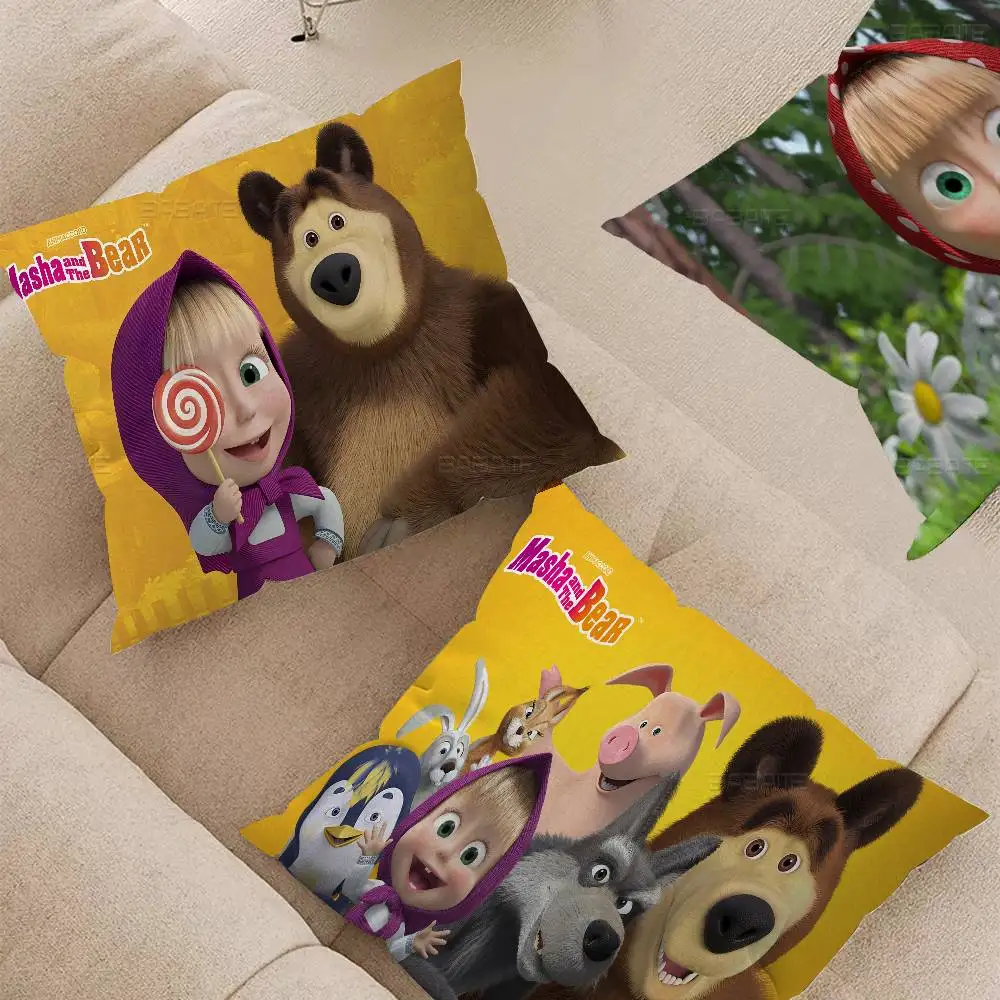 M-Masha E O Urso Capa de Almofada Carro Fronha Para Sofá Carro Presente de Natal 40x40cm 45x45cm