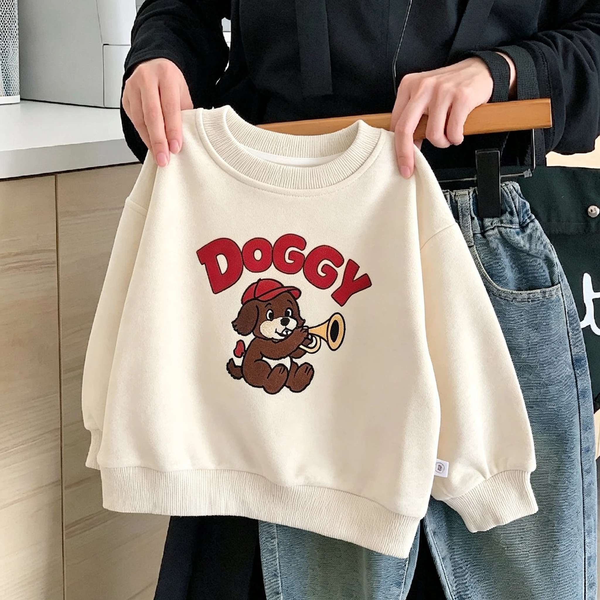 Korean Version Kids Clothing Printed Cartoon Sweatshirts Long Sleeve Tops Spring Fall Clothes Children's Hoodie Crewneck Loose