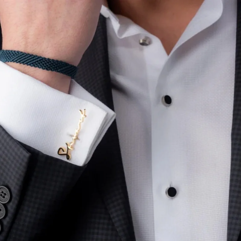 Custom Name Cufflinks 18K Gold Plated Stainless Steel Personalized Shirt Cufflinks For Men Wedding Groom Jewelry Gift