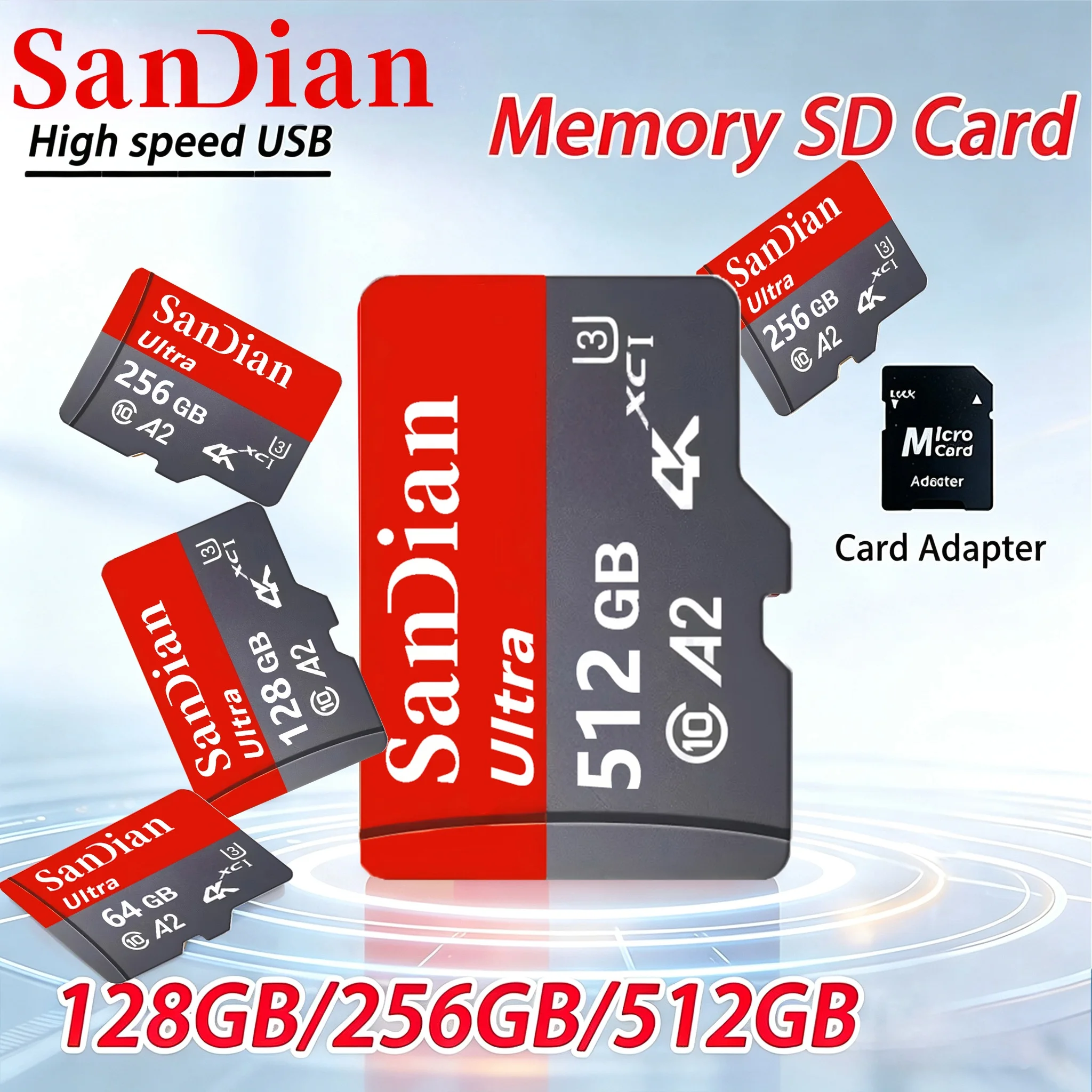 32GB 512GB 128GB Reliable TF Cards Memory Card Micro TF SD Card SD Cards A1 for GoPro/Laptop/Digital Frame/Recorder/Car DVR